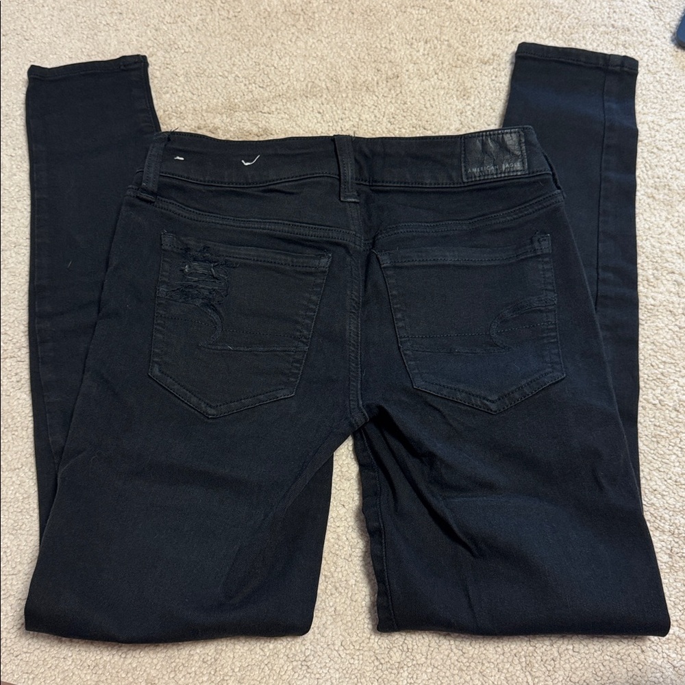 American Eagle Distressed Black Skinny Jeans - Picture 2 of 6